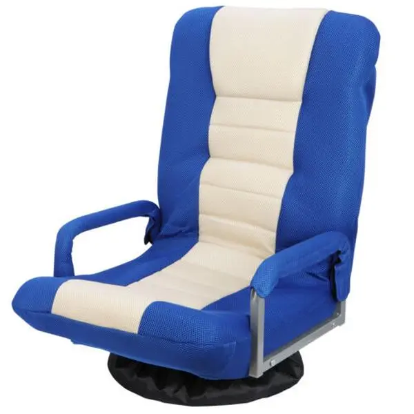 JupiterForce Ergonomic Single-Person Gaming Floor Chair - 360-Degree Swivel Base, Padded Arms, Foldable, Adjustable Height, Blue Indoor Gaming Furniture for Guests, 7.6kg, Gaming Chair