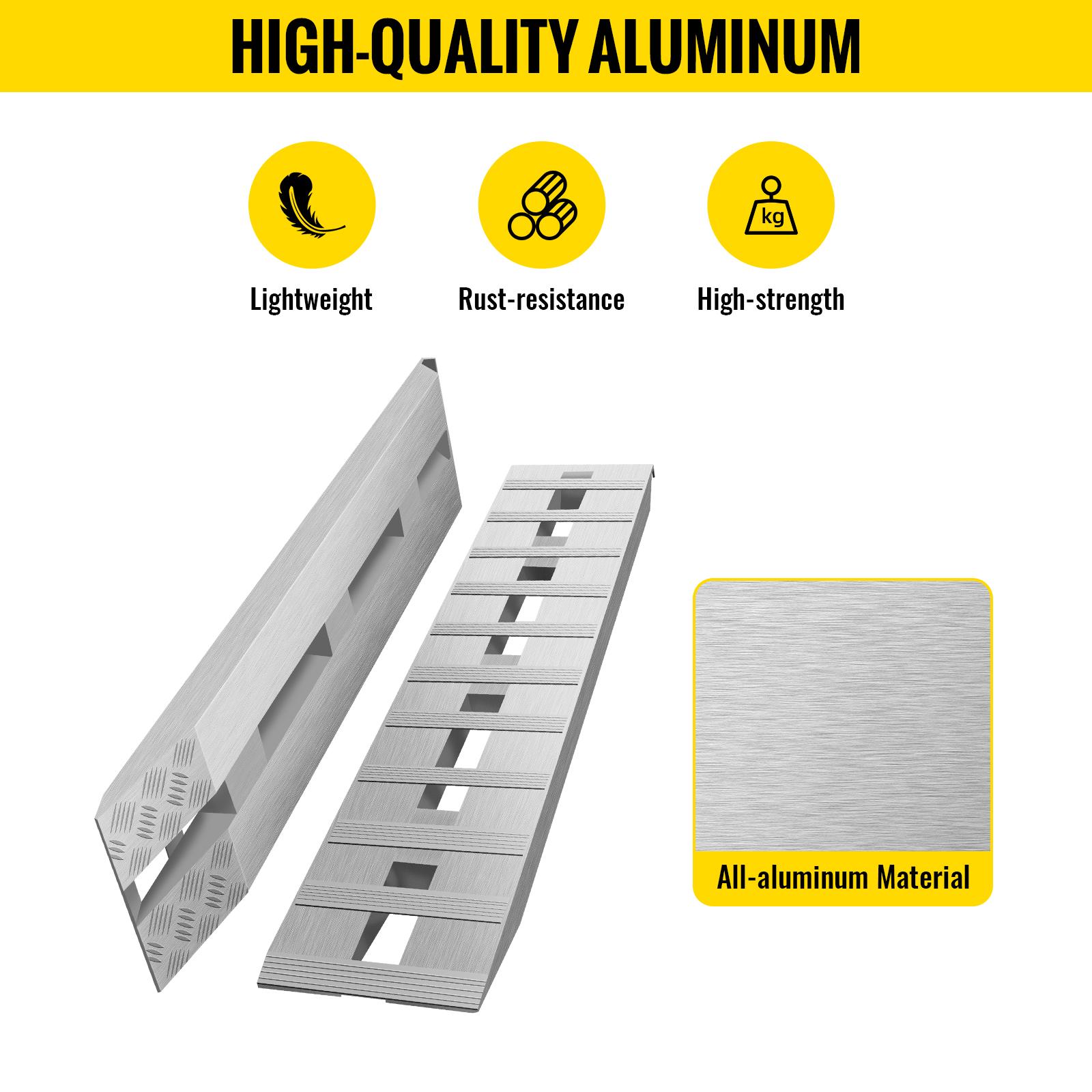 VEVOR 60'' X 12'' X 2.5''Aluminum Trailer Ramps 6000LBS Total Beavertail Hook End 1 Pair 2 Ramps