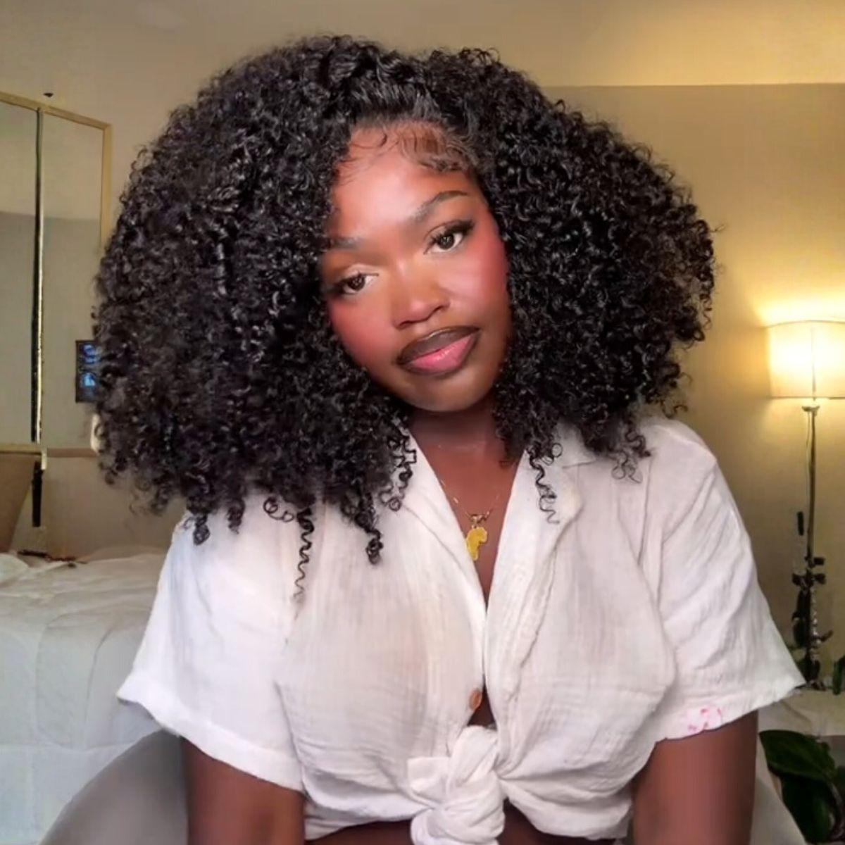 [Free Upgraded 7x6 Lace] MENGLLE 4C Baby Hair Kinky Curly 7x6 Pre Cut Lace Front Wig Wear and Go Glueless 200%/250% Density Human Hair Wigs Beginner Friendly#springfresh#GiftedInLove