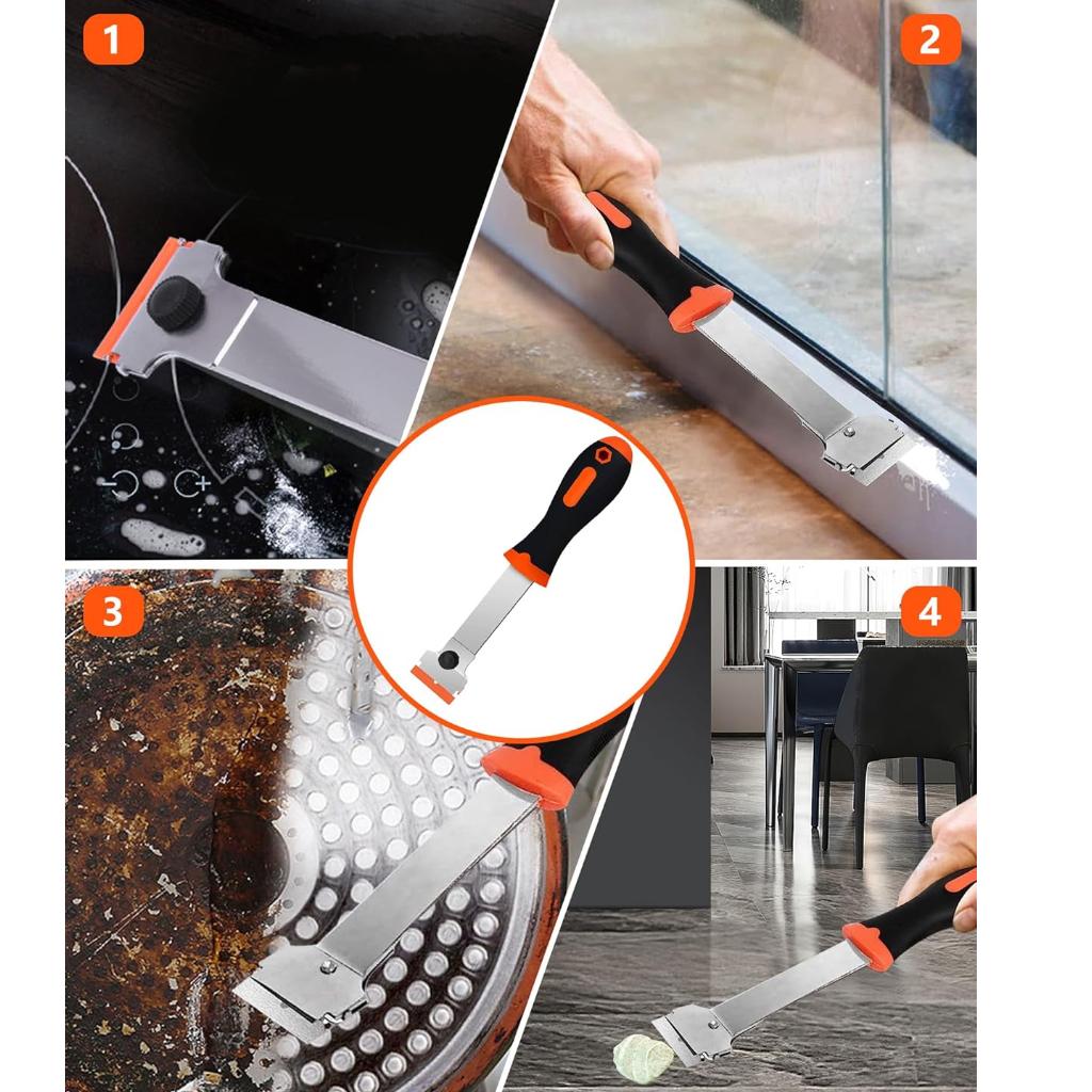 Razor Blade Scraper, Long Handled Scraper Tool with 10 Extra Replacement Blades, Razor Scraper Remover for Cleaning Sticker, Paint, Caulk from Window, Car, Glass, Windshield, Stove Razor Blade Scraper, Long Handled Scraper Tool with 10 Extra Replacement Blades, Razor Scraper Remover for Cleaning Sticker, Paint, Caulk from Window, Car, Glass, Windshield, Stove