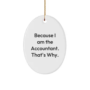 Funny Accountant Gifts for Christmas - Oval Ornament, Gifts from Coworkers to Accountants, Because I Am The Accountant That's Why, Oval Shaped