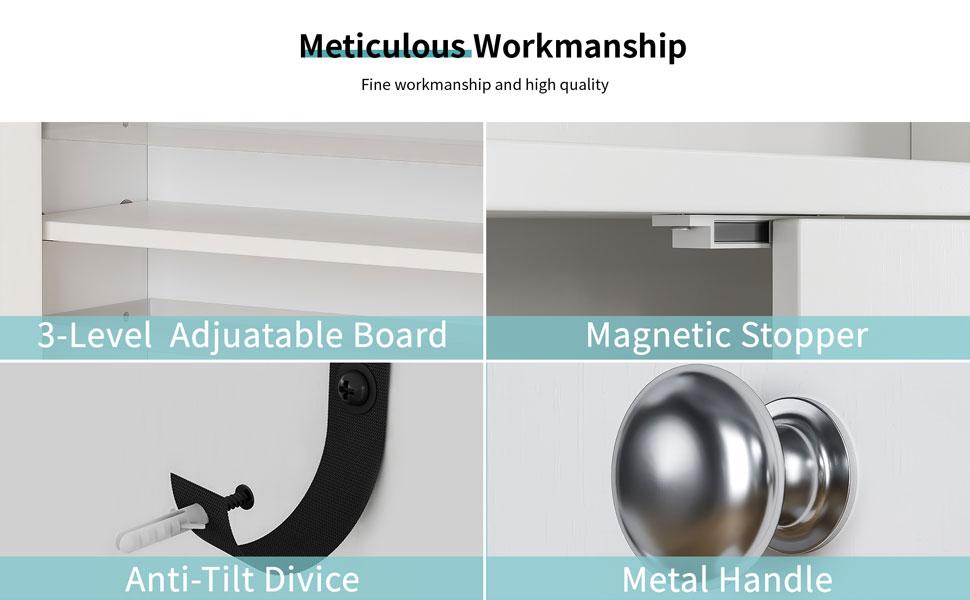 Walsunny Over The Toilet Storage Shelf, 75'' Taller Bathroom Organizer, Washing Machine cabinet, Space Saver with Adjustable Decorative Racks, White