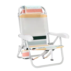 Vintage Multi Stripe Reclining Backpack Beach Chair
