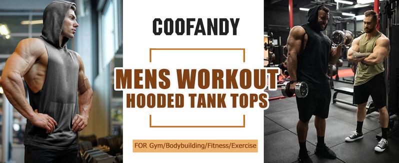 Coofandy Men's 2 Pack Workout Hooded Tank Tops Bodybuilding Muscle Cut Off T Shirt Sleeveless Gym Hoodies Machine Washable Breathable & Stretchy