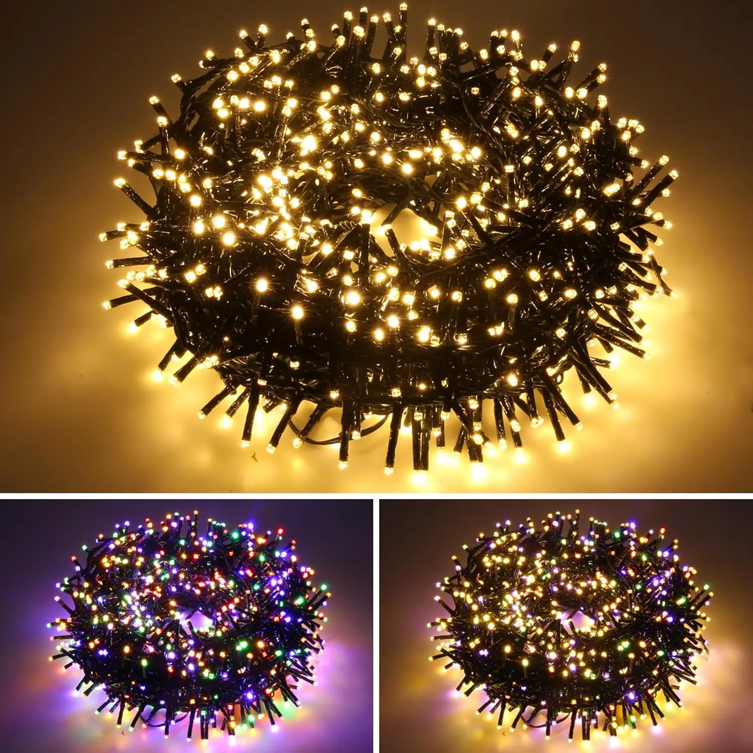 500 LED 49 FT Christmas Cluster Lights, Multi & Warm String Lights Plug in with 11 Modes, Timer & Memory Function Extendable for Indoor Outdoor Wedding Party Christmas Decoration (500) Set