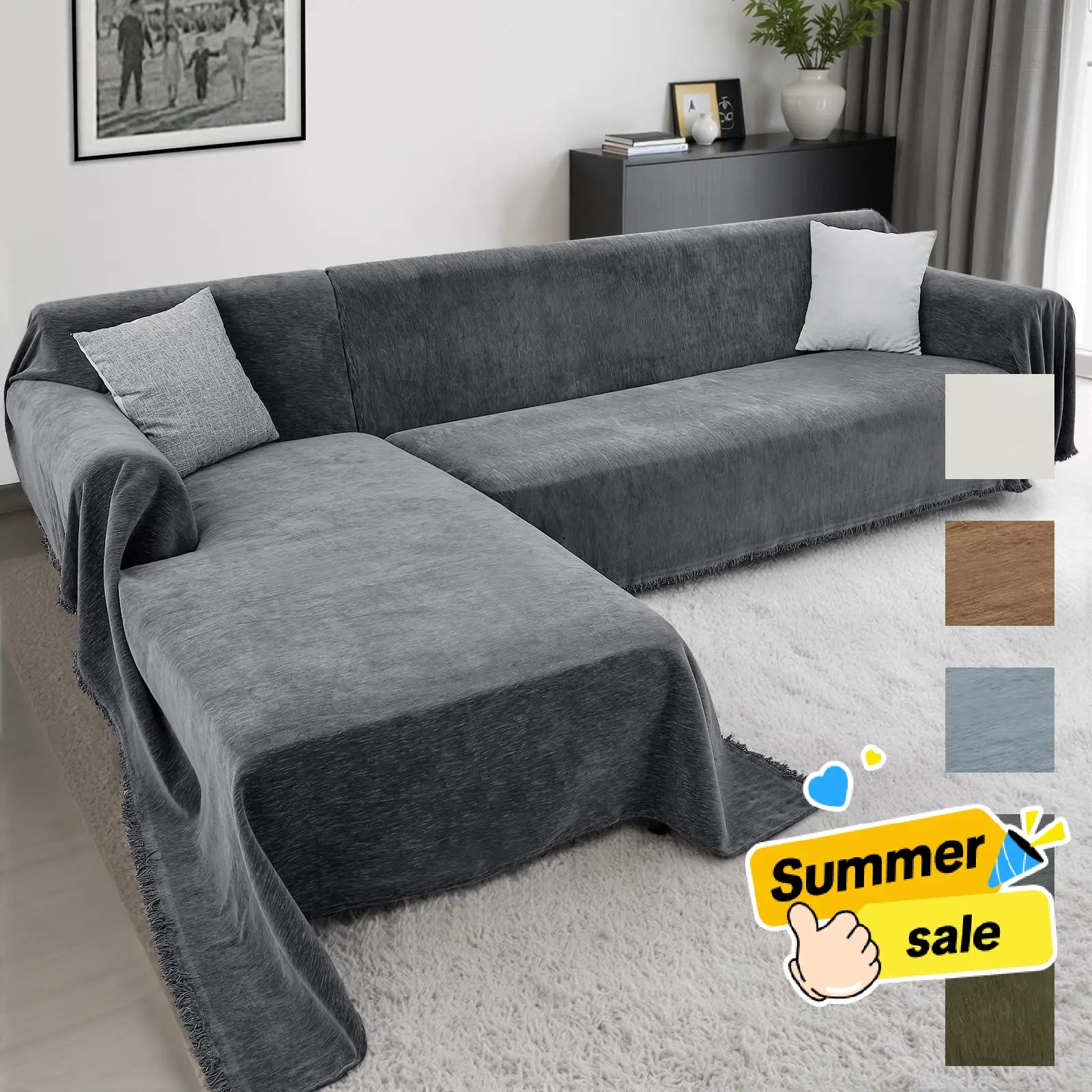 Inovaday | Sofa Cover Sectional Couch Covers- 2 Pieces Washable L Shaped Couch Covers Sofa,Back To School,Blanket for Dogs Pet Friendly Sectional Sofa Slipcovers Furniture Covers