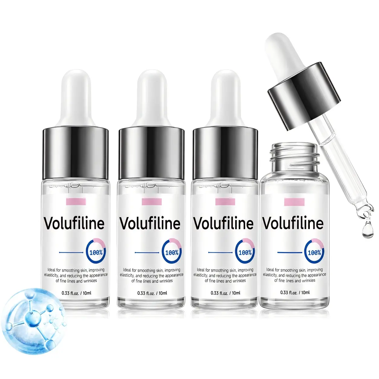 Unisex Premium Volufiline Pure Concentrate Serum 2-Pack - French Plants Sourced Ampoule, All Skin DIY Skincare Enhancer, Hydrating Smoothing Firming Care, 10ml×2 Bottle Set, Two Bottles