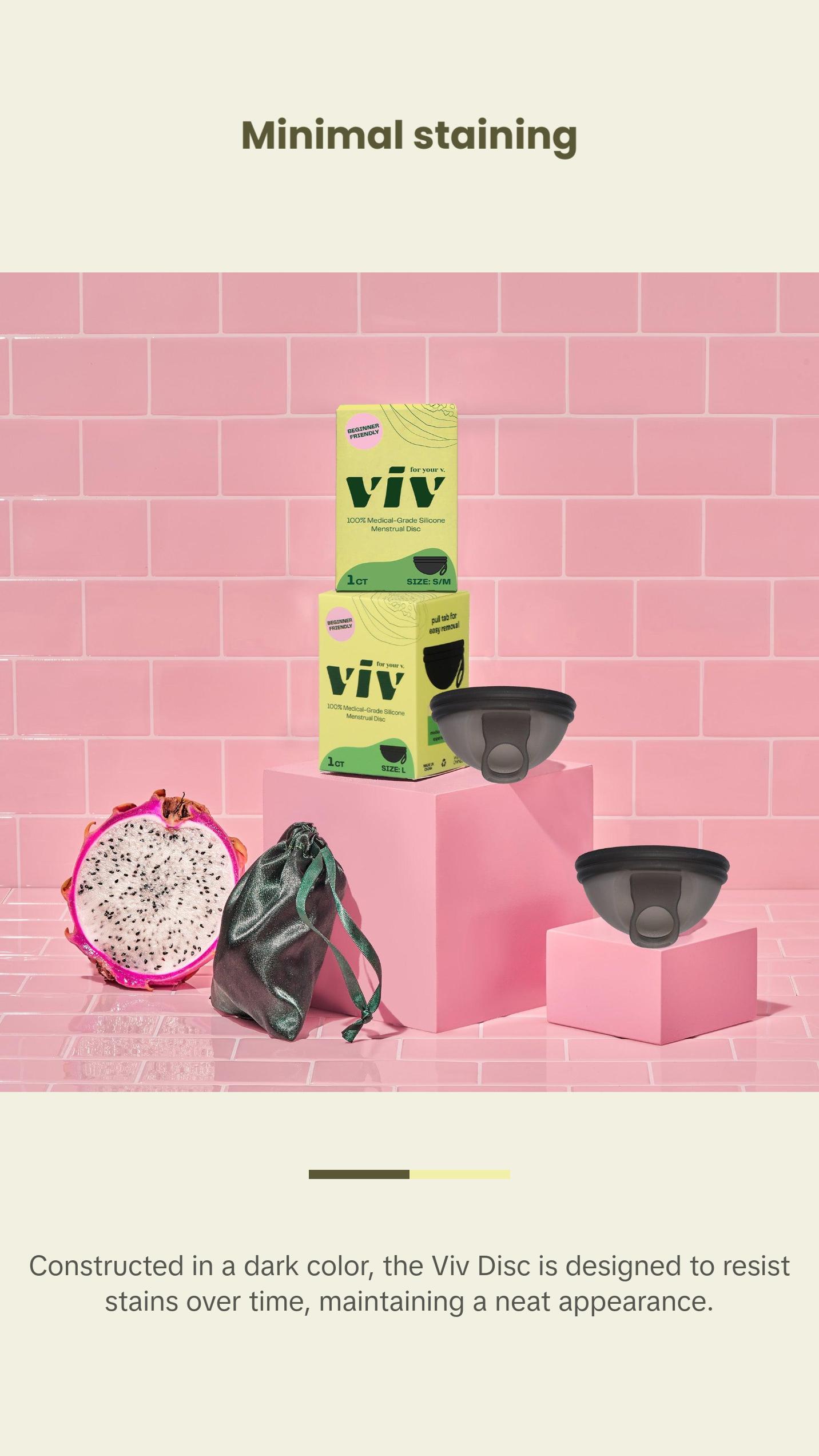 Viv Menstrual Disc - Beginner Period Disc with Easy Removal Pull Tab - Comfortable, Sustainable, 100% Medical-Grafe Silicone