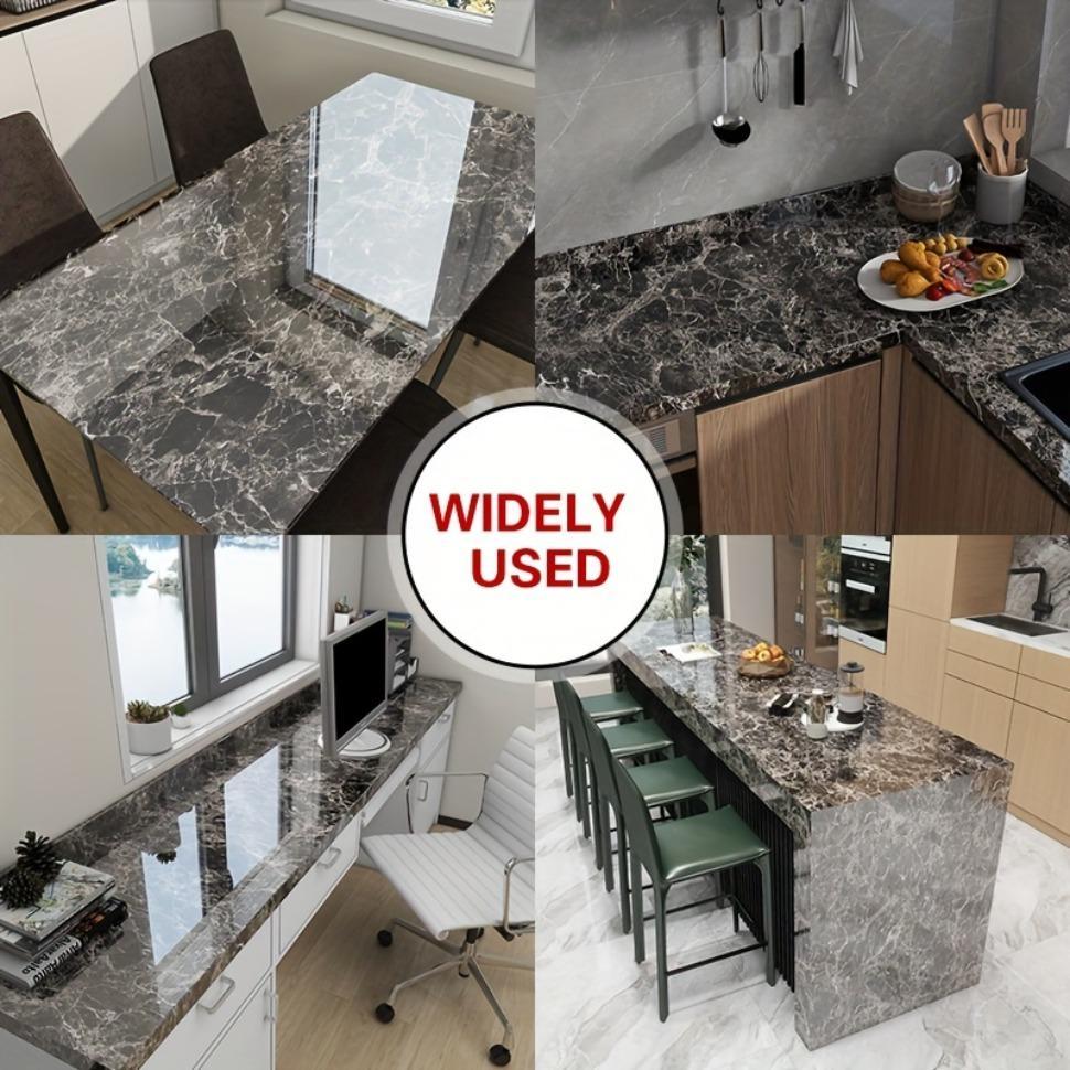 Premium Marble Pattern Waterproof Wall Sticker - Heat & Oil Resistant Self-Adhesive PET Film, Classic Style for Kitchen Countertops, Stove Backsplash, Tile Cabinet Repair - Easy Install Home Decor Upgrade