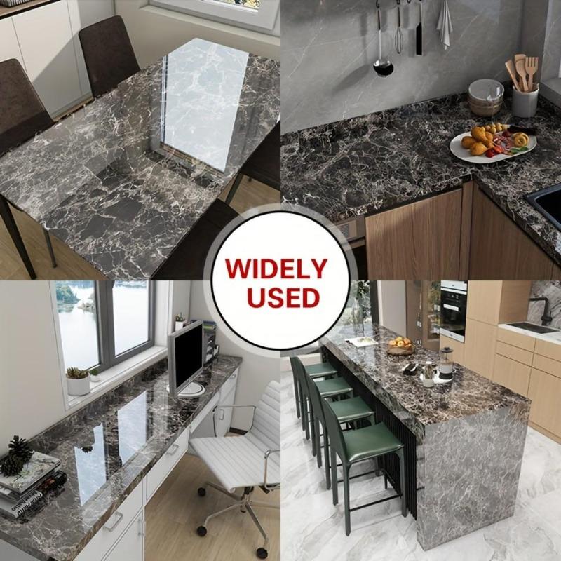 Premium Marble Pattern Waterproof Wall Sticker - Heat & Oil Resistant Self-Adhesive PET Film, Classic Style for Kitchen Countertops, Stove Backsplash, Tile Cabinet Repair - Easy Install Home Decor Upgrade
