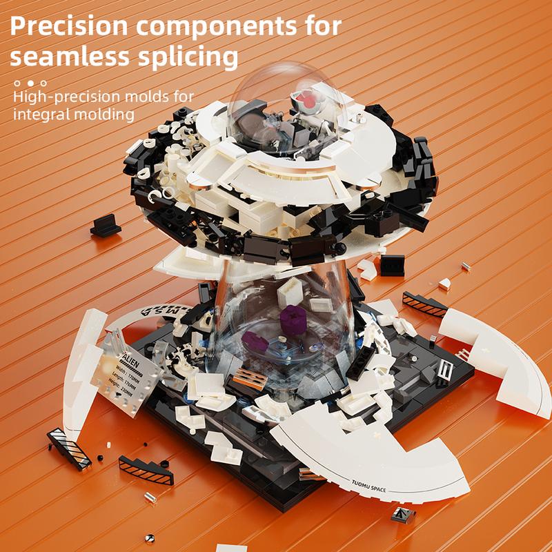 Magnetic Blocks STEM Educational Building Blocks Set - Space Exploration UFO with Dual LED Lights & Transparent Base, Collector Model for Ages 8+ Montessori Fantastic Christmas and Birthday Gift! Synthetic