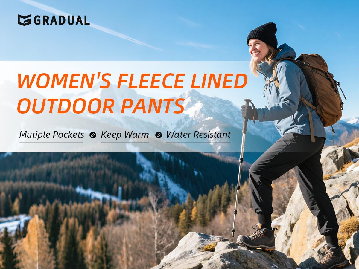G Gradual Women's Fleece Lined Joggers Hiking Pants 4 Zipper Pockets High Waisted Water Resistant Winter Running Sweatpants SpringStatements