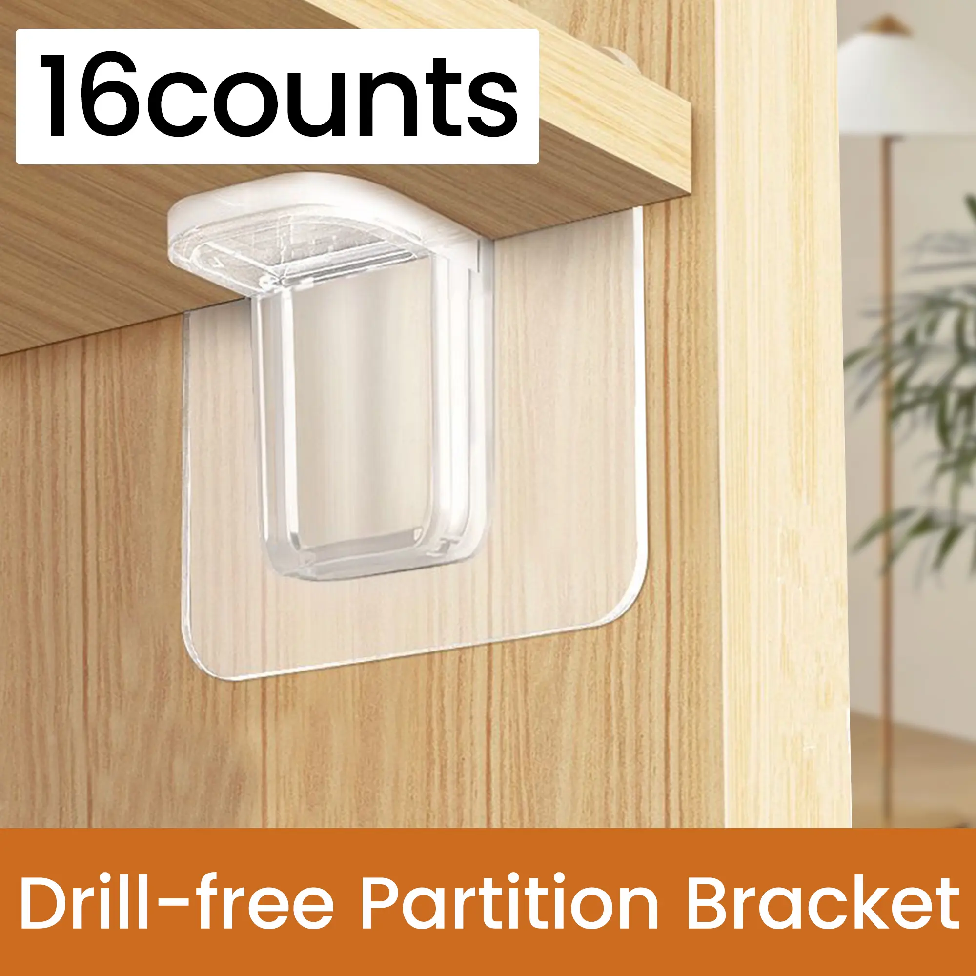 16 Counts Shelf Support Pegs, Punch-Free Partition Brackets, Thickened Transparent Pins for Heavy Shelves