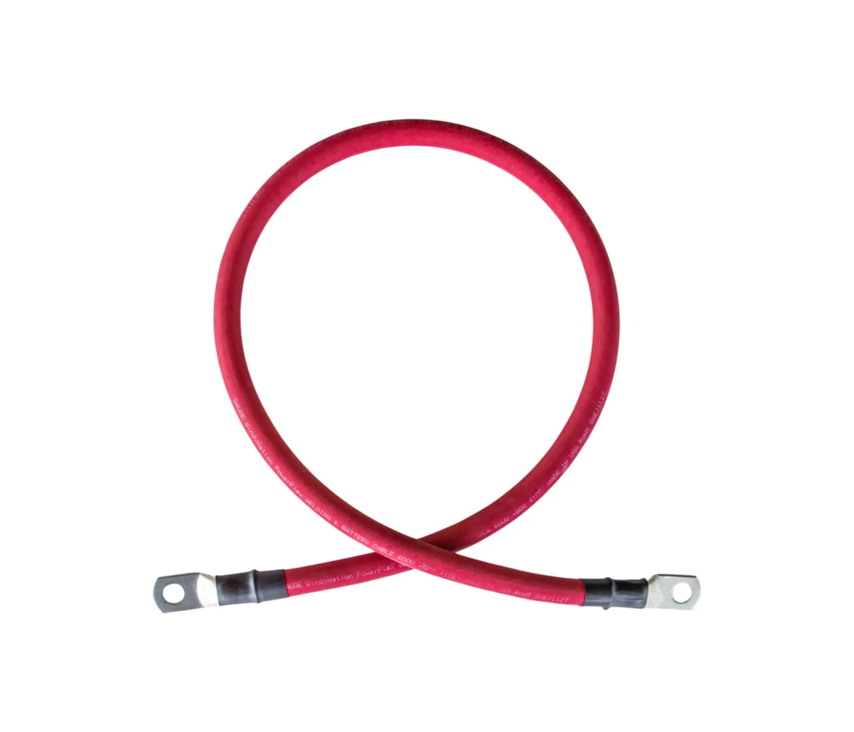 4 Gauge (AWG) Single Red Pure Copper Battery Cable Wire with Lug Connector Ring Terminals Flexible Wire Heavy Wire