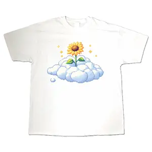 It Feels Like On The Nine Cloud Shirt Summer Vibe Sunflower Tee Casual Wearing Unisex Heavy Cotton Men's Short-sleeve T-Shirt