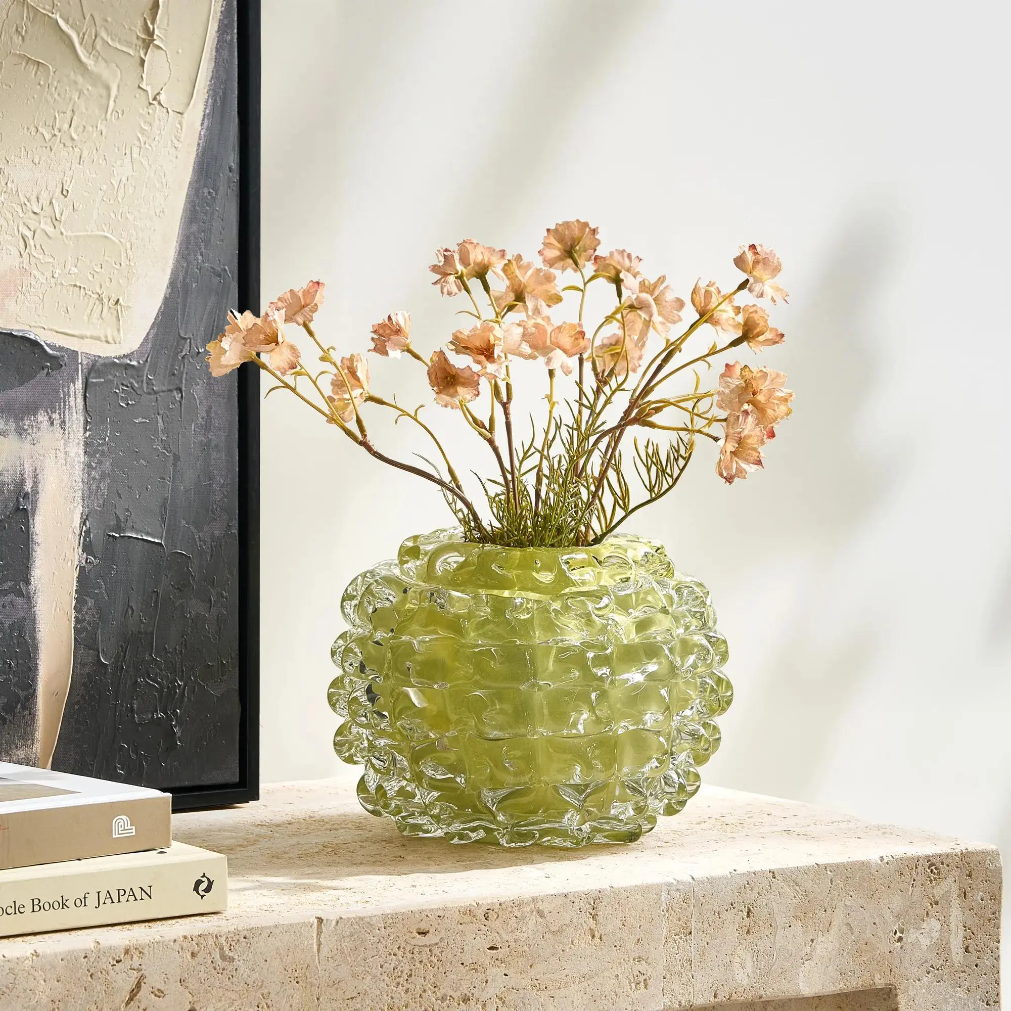 Z Gallerie Citron Ice Glass Vase Home Decor Accessory Decorative Modern Plant Vase Flower Vase Minimalist Vase