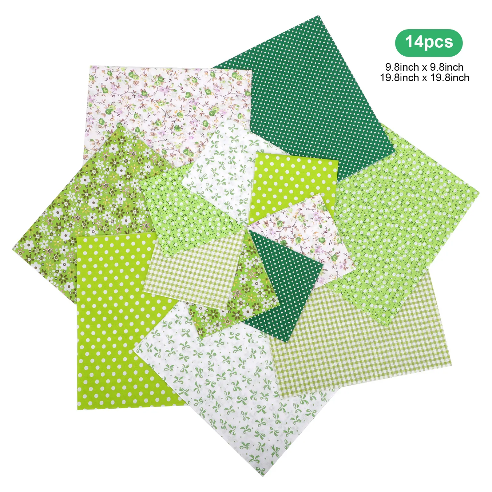 14Pcs vintage Floral Cotton Fabric - 9.8" DIY Patchwork Quilting Bundles,Precut Fabric Square Sheets,DIY Crafts Sewing Accessories,Clothing Accessory tool