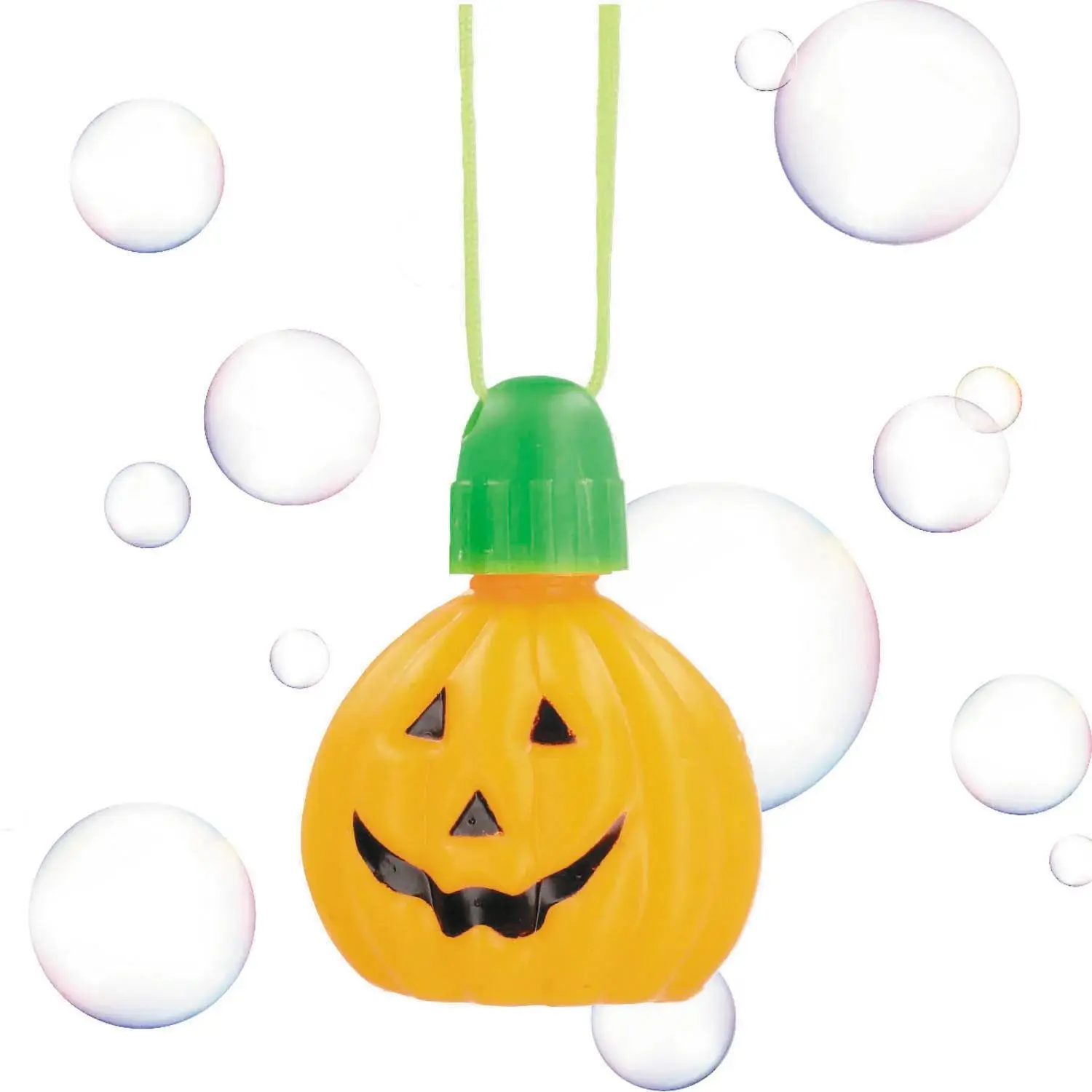 Pumpkin-Shaped Plastic Bubble Bottle Breakaway Necklaces - 1 3/4", 12 Pieces