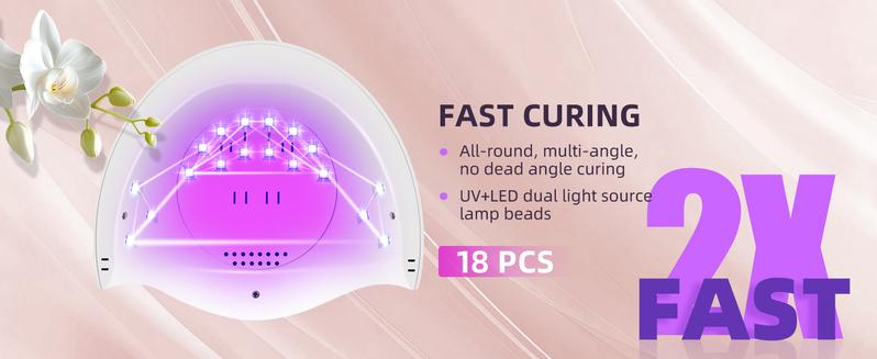LadyMisty 72W UV LED Nail Lamp Light Dryer for Nails Gel Polish with 18 Beads 3 Timer Setting & LCD Touch Display Screen, Auto Sensor, Professional Nails, White/Pink