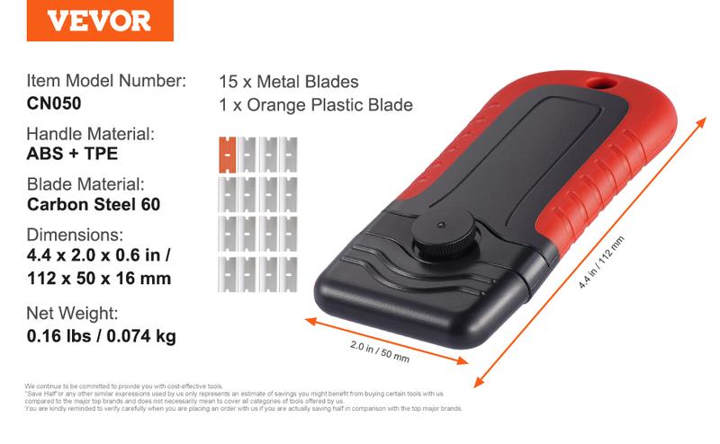 VEVOR Razor Blade Scraper Locking Scraper Tool 15 Extra Blades with Security Cap