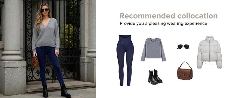 BRXL High Waisted Bootcut Flare Denim Jeans for Women - Crossover Waist & Illusion Pocket Design with Functional Back Pockets & Comfort Stretch Fabric#TikTokMadeMeBuyIt#Streetwear #outdoorfun-1