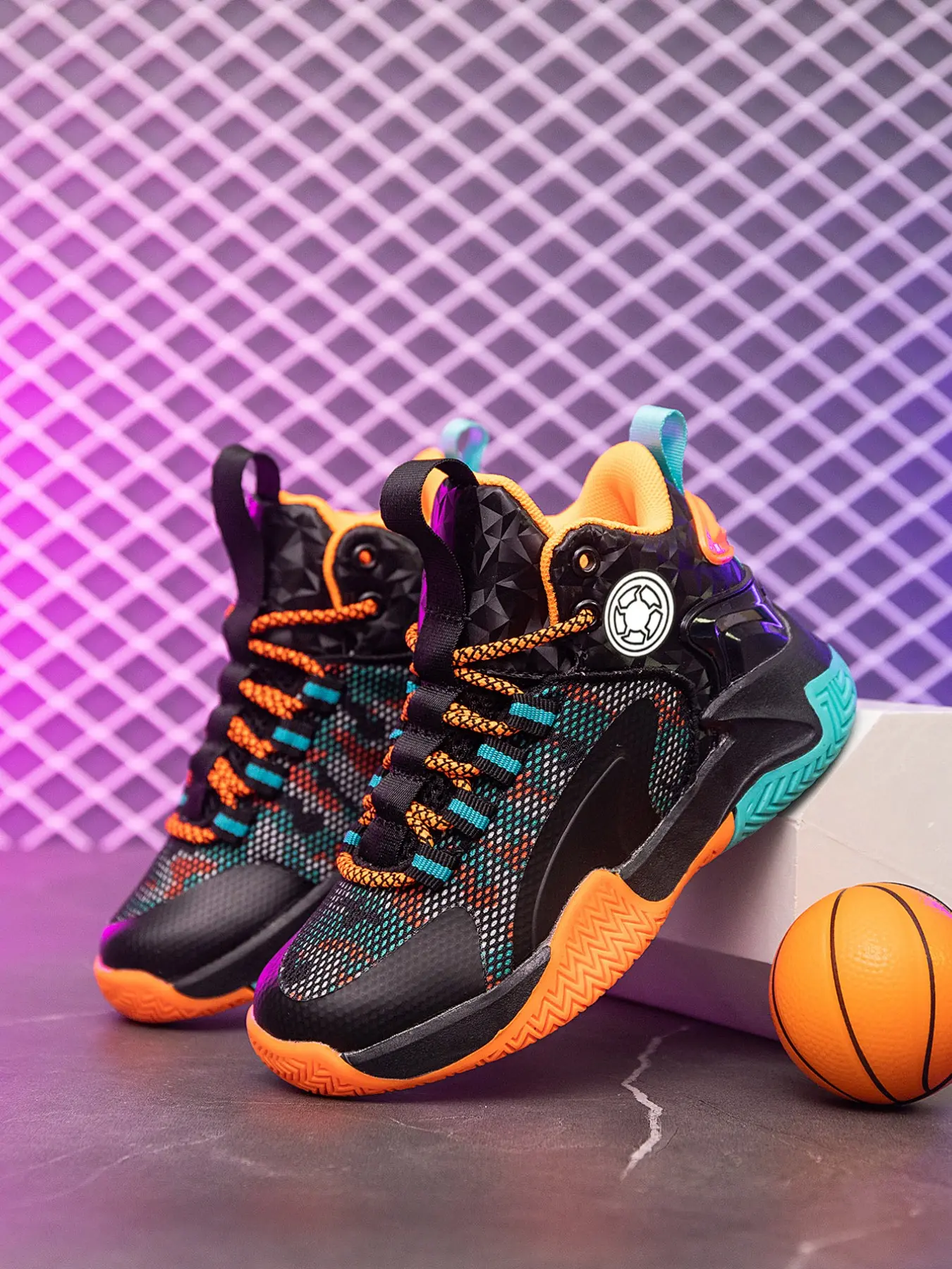Basketball Shoes for Boys and Girls, Kids Shoes, Breathable and Comfortable Outdoor Sneakers, Sporty Shoes, Sport Shoes, Athletic Shoes, Hoop Shoes, Sports Shoes, Slip-Resistant Colorblock Design for Ages 8 to 14