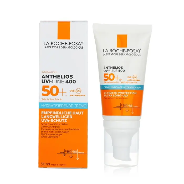 La Roche Posay Anthelios UVmune 400 Hypoallergenic Lightweight Daily Facial Sunscreen Hydrating Cream SPF50, 50ml-1.69oz, Suitable for Makeup Wearers, Sensitive