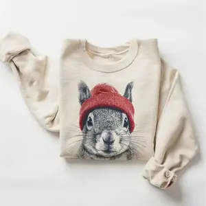Retro Squirrel Wearing Beanie Vintage Wildlife Unisex Sweatshirt