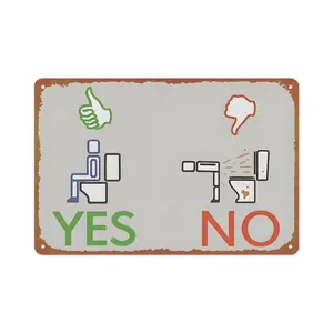 8x12 Inch Funny Bathroom Rules Aluminum Metal Sign Yes Sit Properly No Standing to Poop Restroom Wall Decor