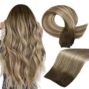 Full Shine Sew In Extensions and Genius Weft Hair Extensions Natural Straight Human Hair 50G-105G