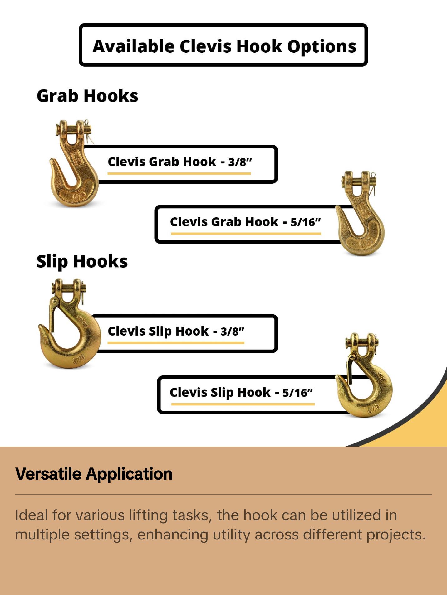 G70 Clevis Grab Hook, 5/16"