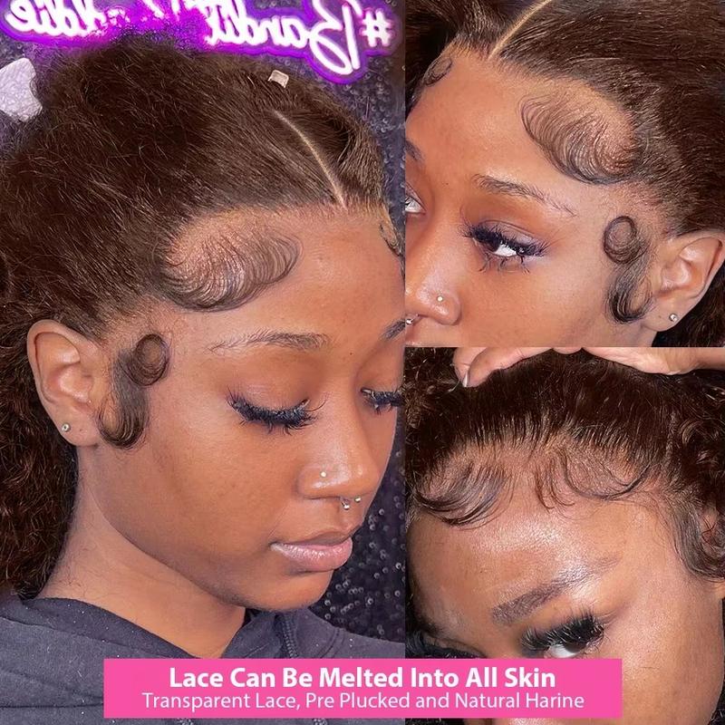 Deep Wave Lace Frontal Wig Brazilian 13x6 Hd Lace Wigs  32 34 Inch Chocolate Brown 13x4 Curly Lace Front Human Hair Water Wave Loose Deep WaveWigs For Women 180% Density Pre Plucked