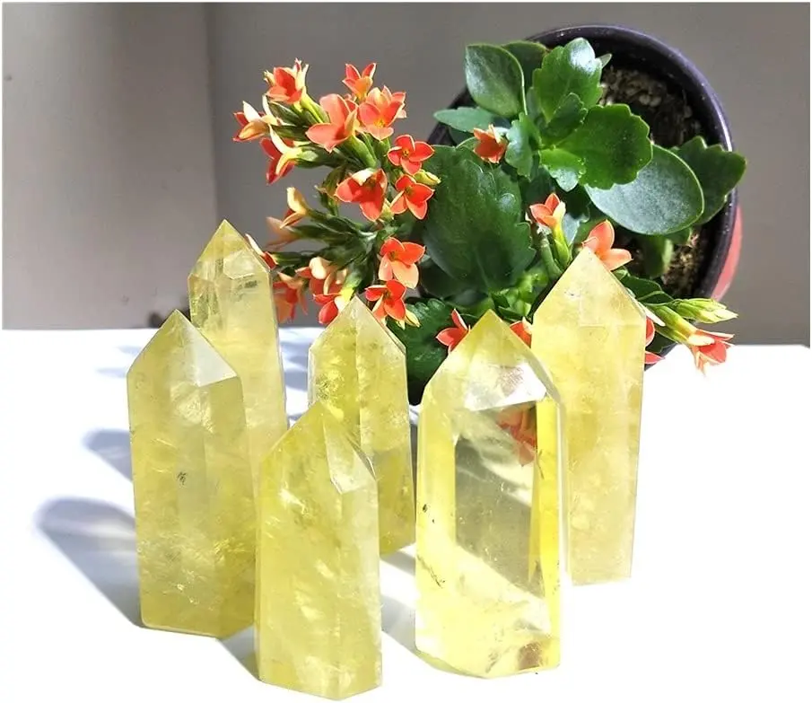 Yellow Citrine Polished Tower Point Obelisk, Natural Stone Decor, Crystal Decorative Ornaments, Gemstone Specimen Natural Crystal Decorations for Meditation Healing & Home Use, Home Decoration