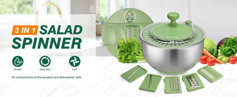 SUSTEAS 5-in-1 Salad Maker – Vegetable/Fruit Chopper with Strainer & Filter – Fast Prep Kitchen Utensil