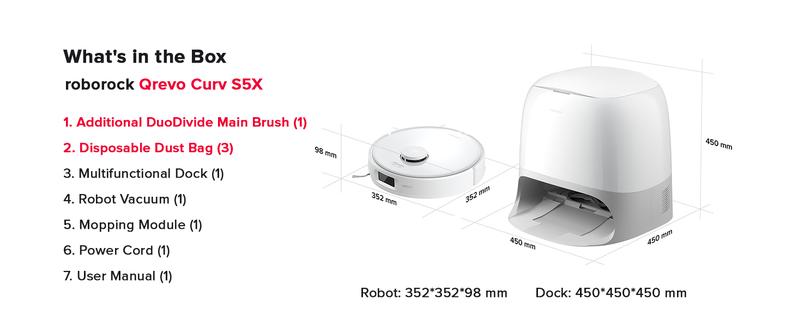 Roborock Qrevo Curv S5X Robot Vacuum and Mop, 17000Pa Suction, Zero-Tangling Design, FlexiArm Side Brush, Smart Obstacle Avoidance, Self-Washing & Drying & Emptying for Carpet, Pet Hair, Hard Floor #TikTokShopBlackFriday #TikTokShopCyberMonday
