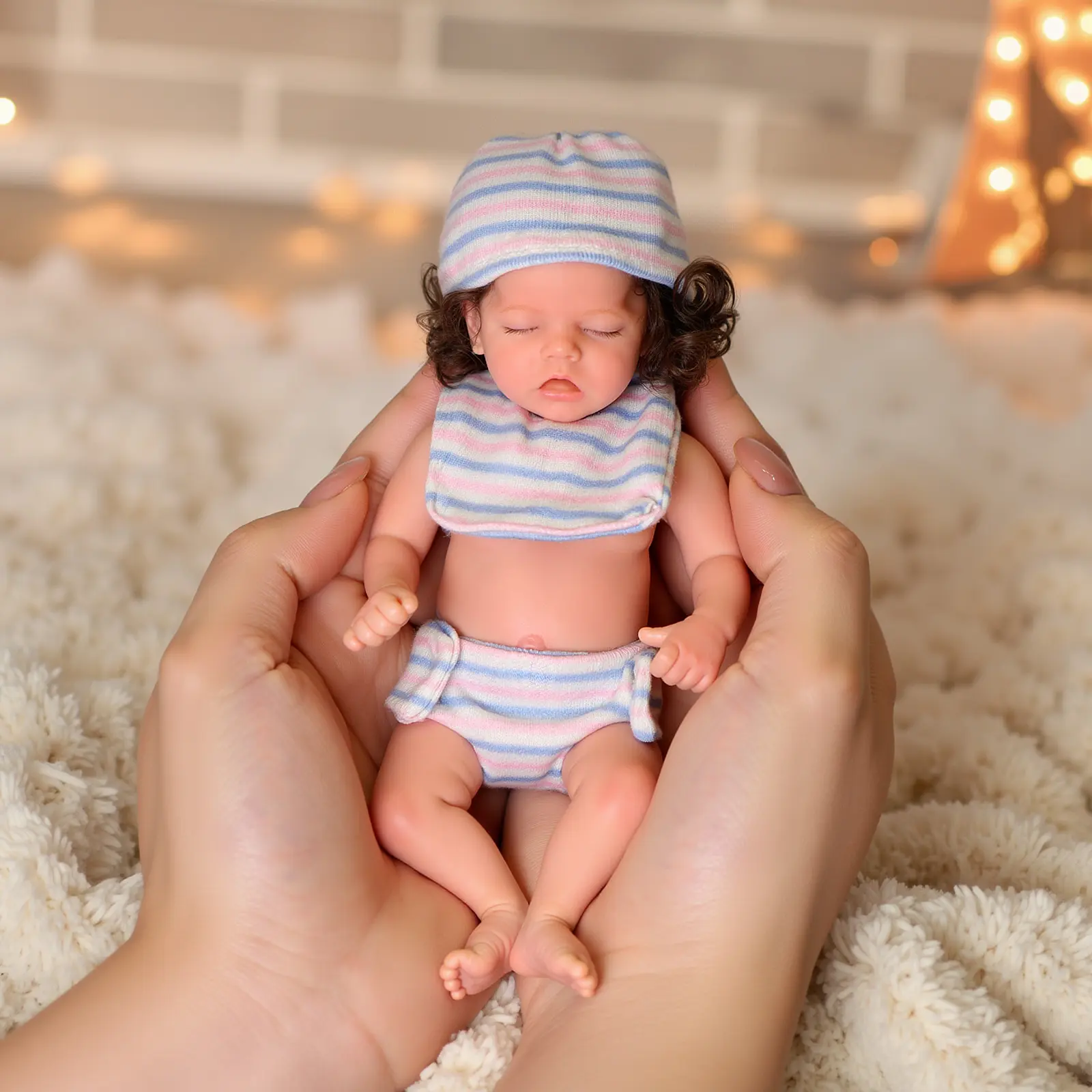 #backtoschool BABESIDE Mini Silicone Baby Dolls, 6 Inch Realistic Newborn Baby Dolls Full Silicone Sleeping Little Baby Dolls Mini Real Life Baby Girl Miniature Baby with Playset Accessories for kids age 3+