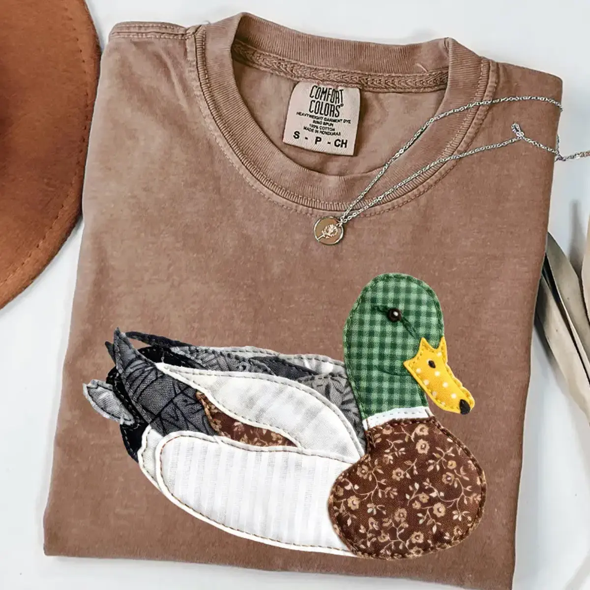 Comfort Colors FAUX (Printed) Patchwork Mallard T-Shirt, Duck Bird Lover Top, Outdoors Nature Lover Shirt, Country Style Shirt, Duck Watching Shirt Top Womenswear Gift for Her