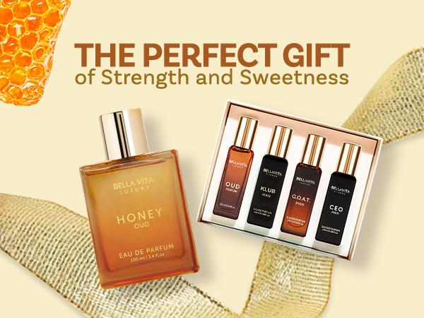 Timeless Legacy by BellaVita Luxury | 4x20 ml Men’s Luxury Mini Perfume Set & Honey Oud EDP | Luxury Unisex Perfume for Men & Women | Long Lasting, Floral, Spicy & Woody Notes | Luxury, Vegan & Cruelty Free Eau De Parfum | Travel-Friendly Miniature