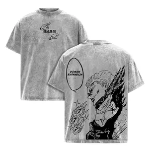 Hakari Kinji Jujutsu Kaisen Tee Washed - Vintage Washed Heavy Cotton Oversized Anime Manga T-Shirt & Hoodie, Double-Sided Printed Retro Unisex Streetwear Graphic Top, Private Pure Love Train Domain Expansion Edition, Culling Game Warrior