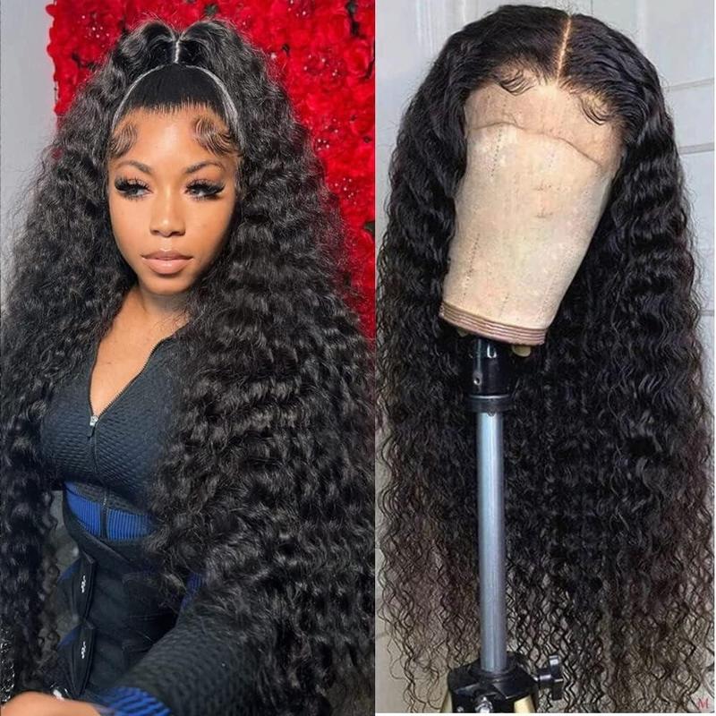 Bling Hair 30 32 Inch Deep Wave Lace Front Wigs Human Hair 13x6 HD Transparent Kinky Curly Lace Front Wigs Human Hair Pre Plucked 180 Density Wig For Black Women