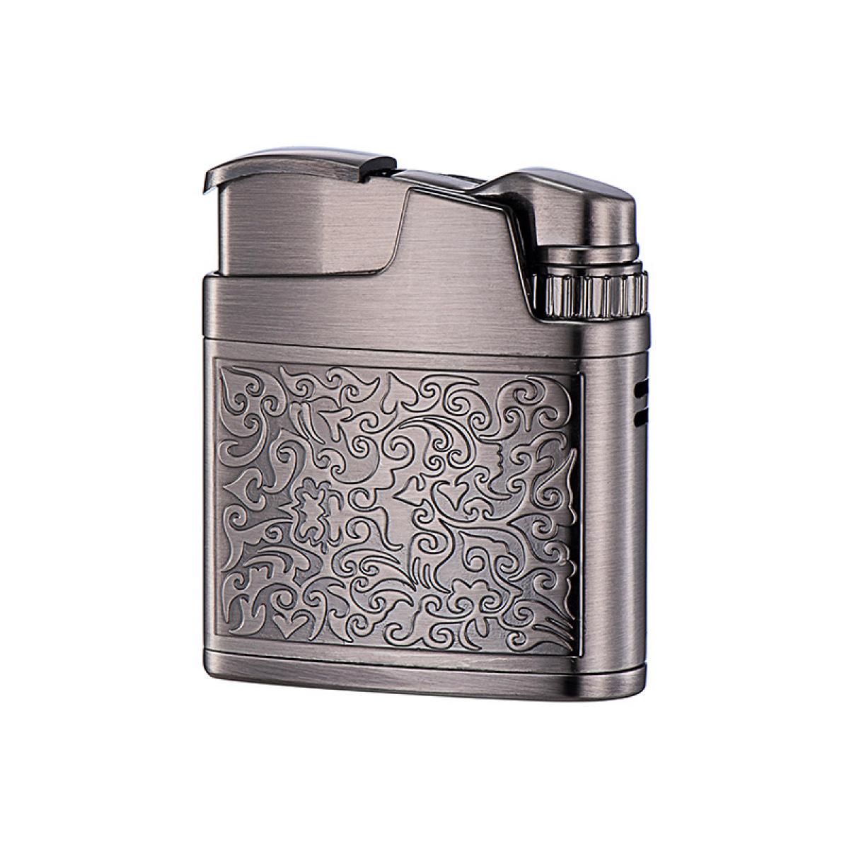 Windproof Retro Gas Lighter, Metal Lighter With Arabesque Flower Relief & Classic Wire Design, Silver Bronze Finish, Gift Box Packed, Suitable For Camping Candle Grill BBQ, (Without Fuel)