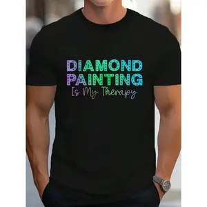 Cotton Diamond Painting Therapy T Shirt Funny Diamond Art Graphic Tee Summer Vacation Tops