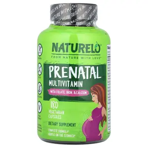 NATURELO Prenatal Multivitamin With Folate, Iron & Calcium, 180 Vegetarian Capsules