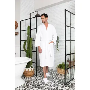 Waffle Spa Bathrobe for Men -  Absorbent, Lightweight