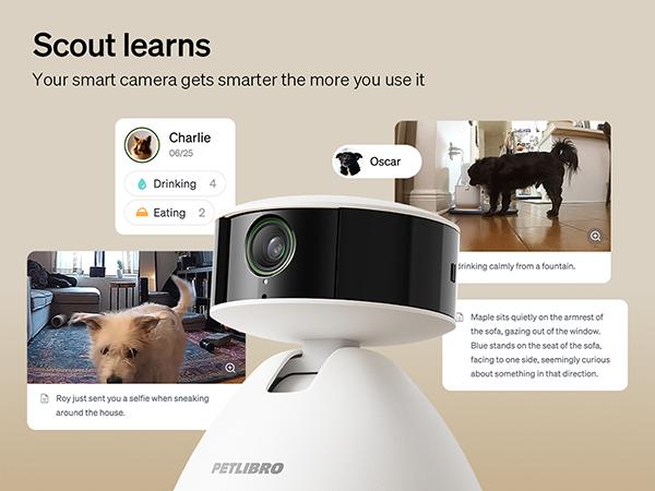 PETLIBRO AI Dog Camera Pet Camera Indoor with Phone App [Multi-Pet Recognition, Daily Activity Analysis & Smart Summaries] Cat Camera 360° View, 1080P Dog Cam Night Vision, 2-Way Audio WiFi Cam Cat