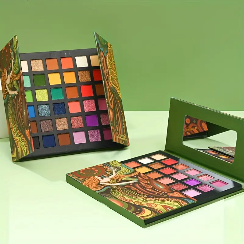 36-Color Stage Cosmetic Eyeshadow Palette, Highly Pigmented Bright Colored Pigment Makeup with Matte, Shimmer, Glitter Finishes, Waterproof Professional Kit for Cosplay, Stage Performance, Bold Creative Artistry (Colorful Shiny Neon Tones)