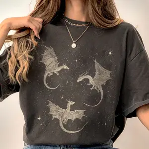 Comfort Colors Flying Dragons Shirt, Dragon Fantasy T-Shirt, Dragon Gift, Dragon Lover Gift for Book Reader, Oversized Bookish T Shirt CSF