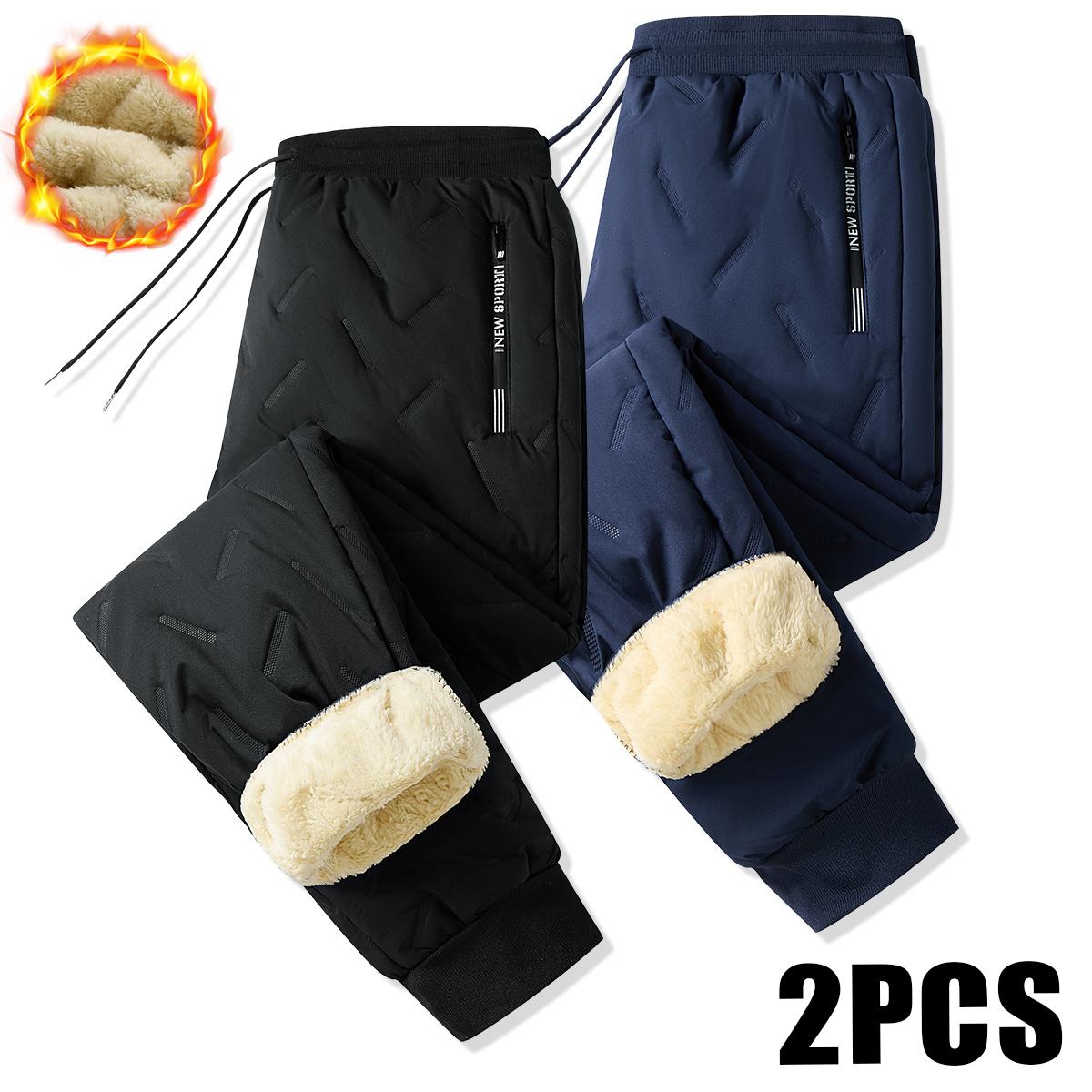 Men's Thermal Pants Heavyweight Insulated Cotton Winter Trousers with Drawstring Waistband, Black Cold Resistant Daily & Formal Wear with Side Pockets Suitable for Office Work and Outdoor Activities warm SpringStatements