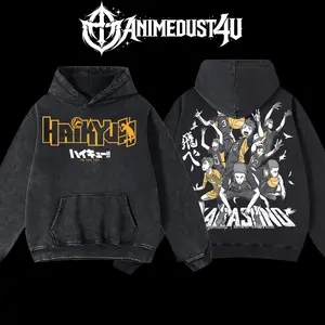 AnimeDust4U Retro Vintage Karasuno Haikyu Oversized Hoodie 100% Premium Cotton S-5XL Classic Fit Pre-Washed Soft Graphics American-Made Apparel