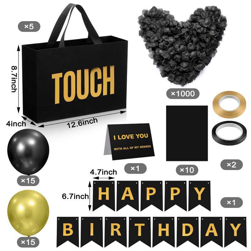 Valentines 5 senses Gift Bags for Her Sight Smell Touch Taste Sound Goodie Bags with Handles Tissue Paper,Birthday Party Gift Idea,Present Wrappings for Girlfriend Couple,Galentine's Day Mother's Day Birthday Wedding Party Gift,Valentine Gift Exchange